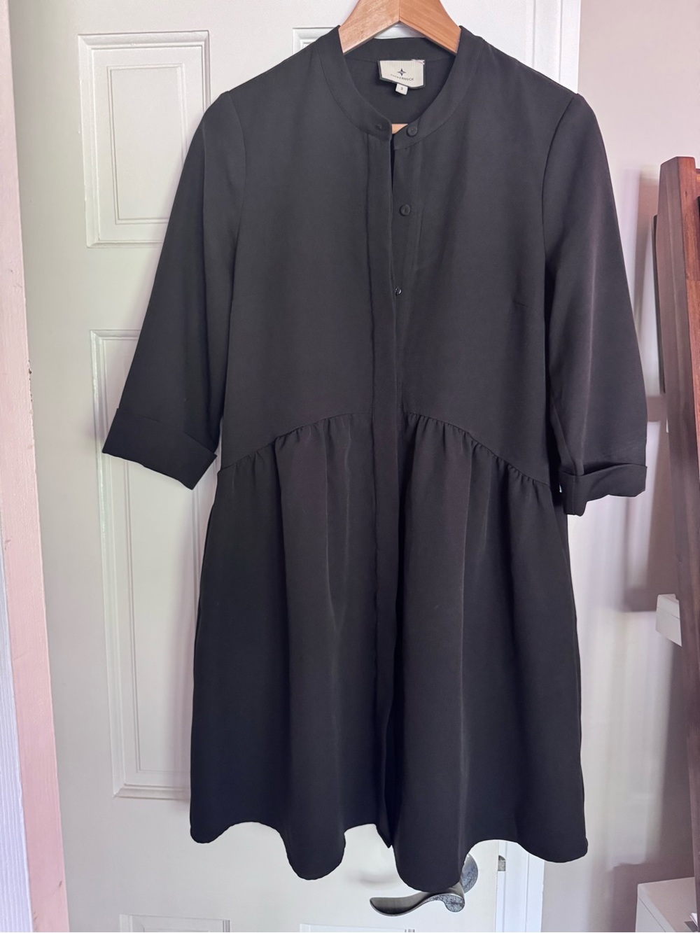 TuckerNuck Black Relaxed Fit Midi Shirt Dress